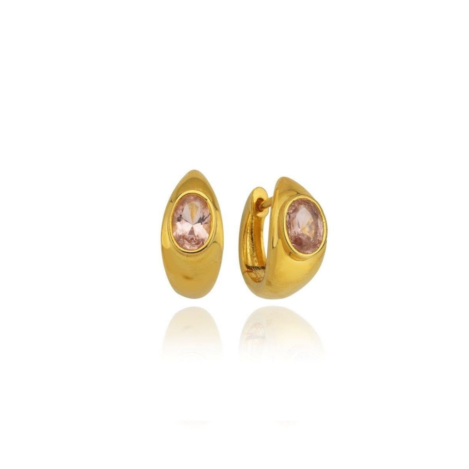 Lina Pink Drop Stone Huggie Earrings