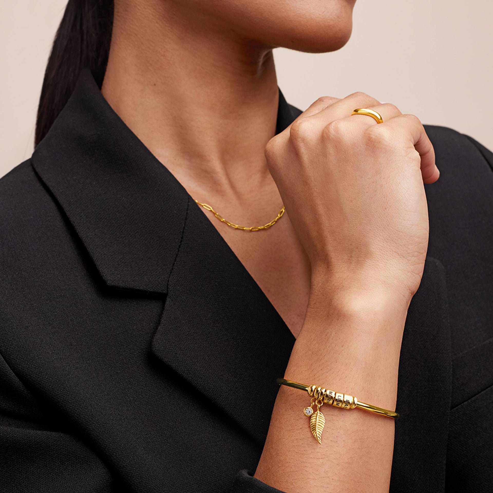 Linda Bangle Bracelet in Gold Vermeil with Diamond
