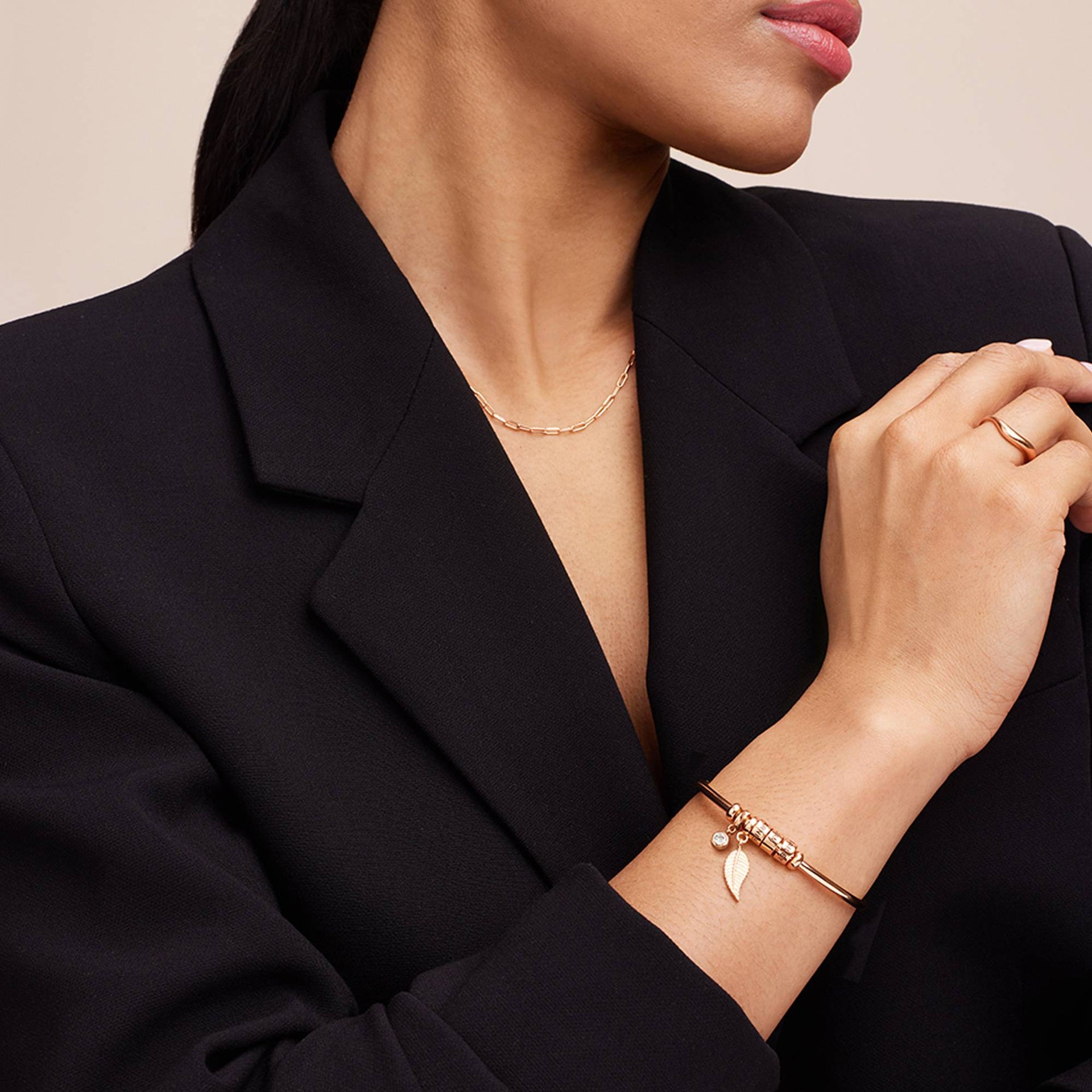 Linda Bangle Bracelet in Rose Gold Vermeil with 0.10 ct Diamond