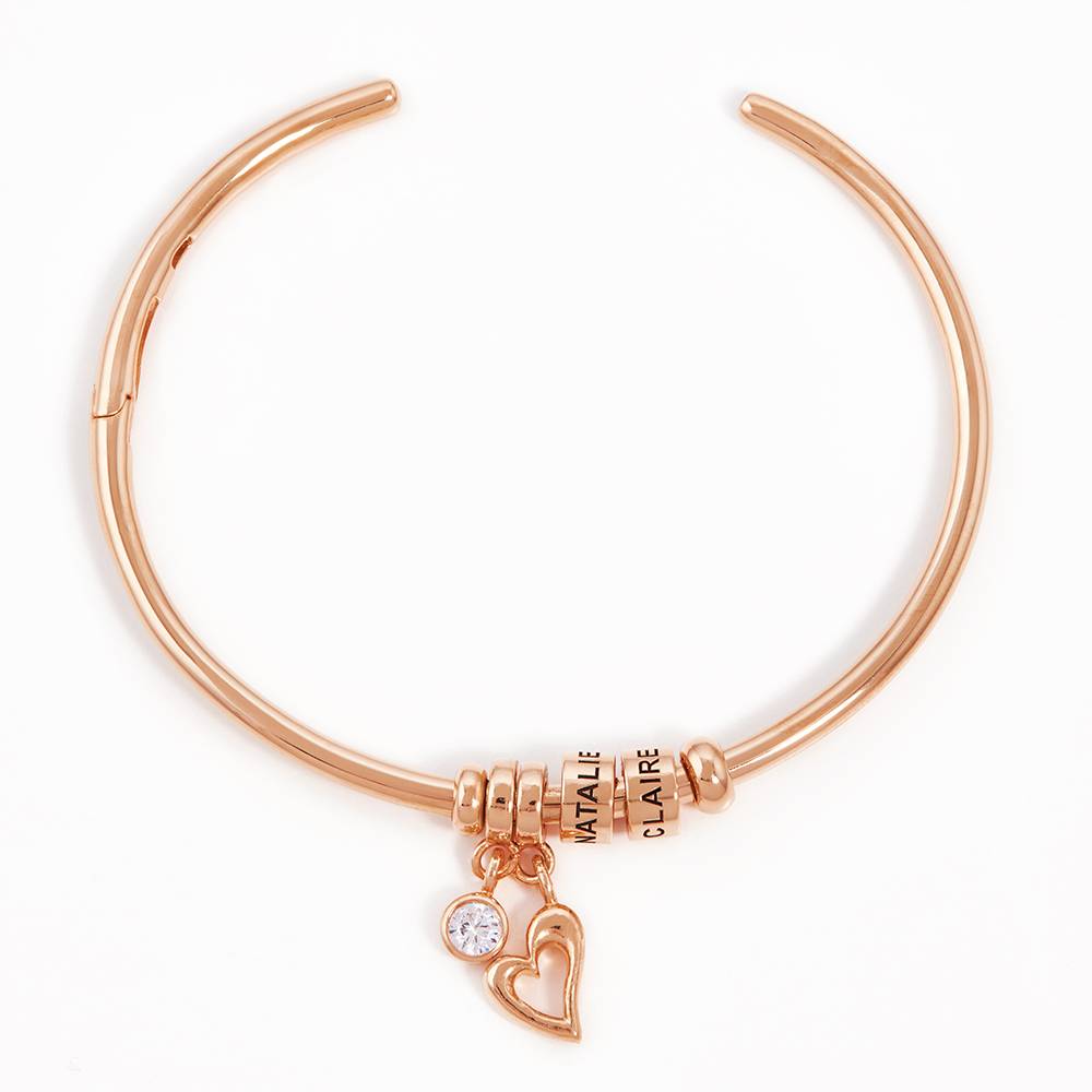 Linda Open Bangle Bracelet with Beads in Rose Gold Plating