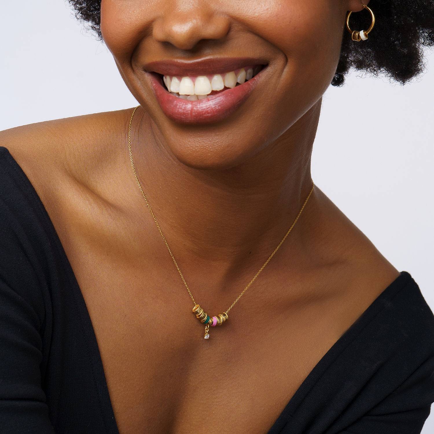 Linda Charm Necklace With Diamond in 18K Gold Plating