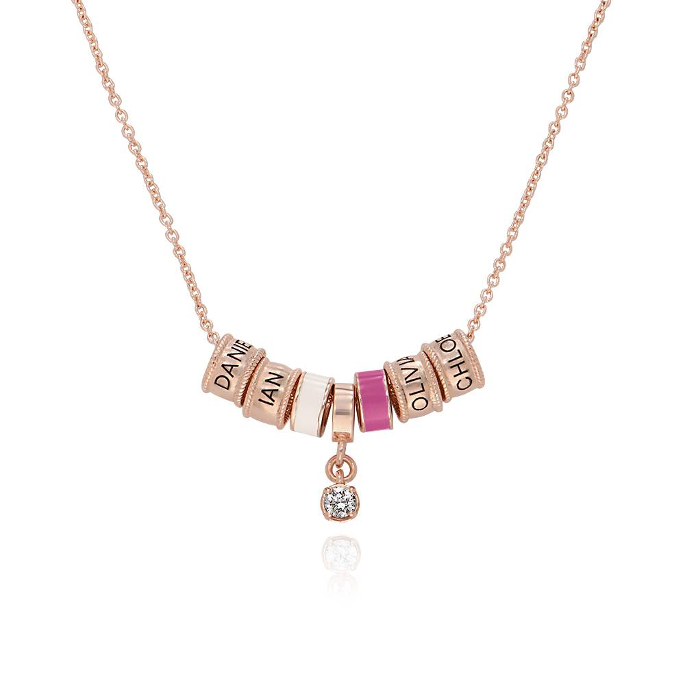 Linda Charm Necklace With Diamond in 18K Rose Gold Plating