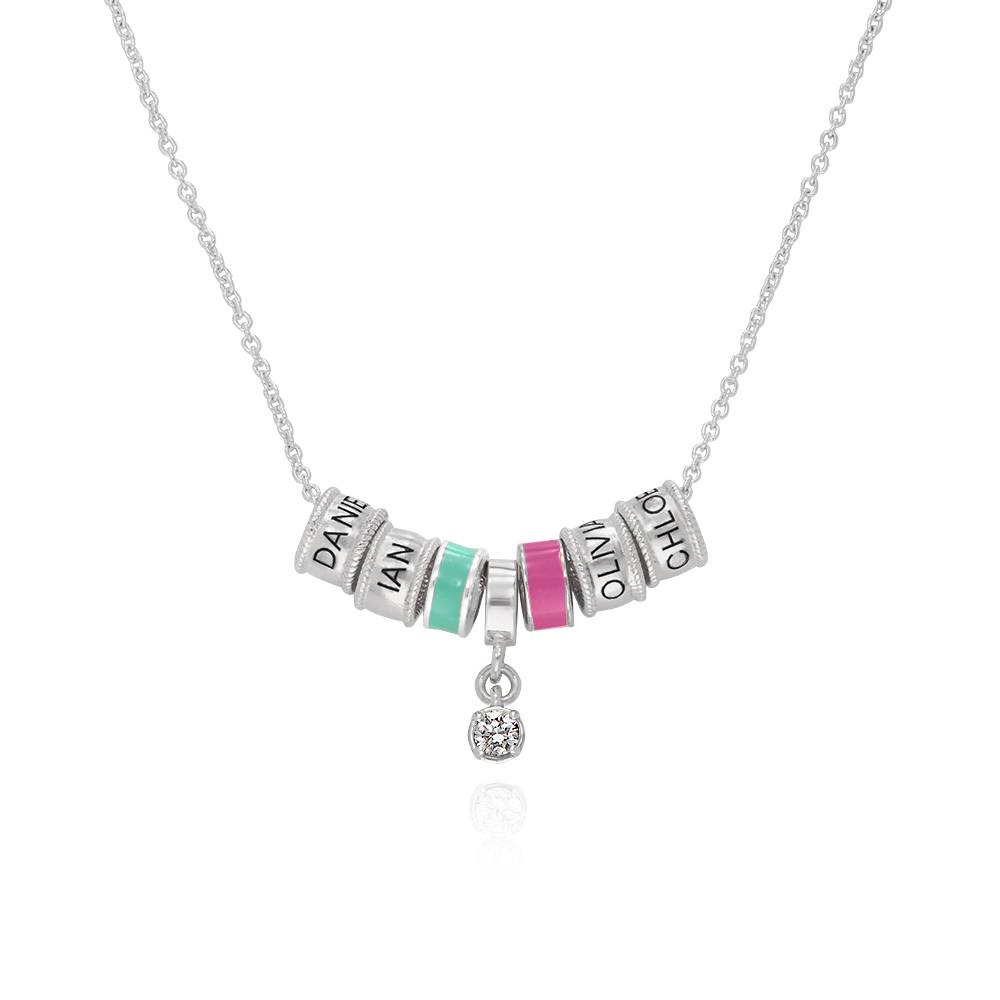 Linda Charm Necklace With Diamond in Sterling Silver