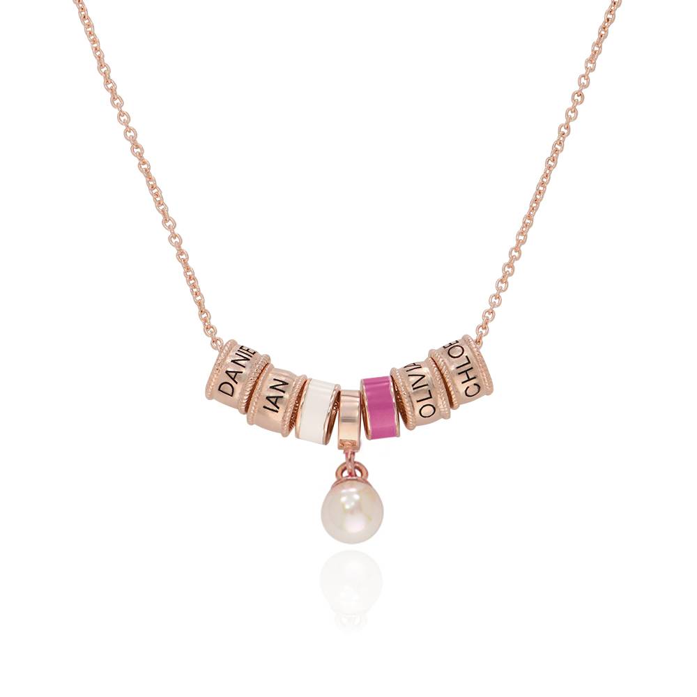 Linda Charm Necklace with Pearl in 18K Rose Gold Plating