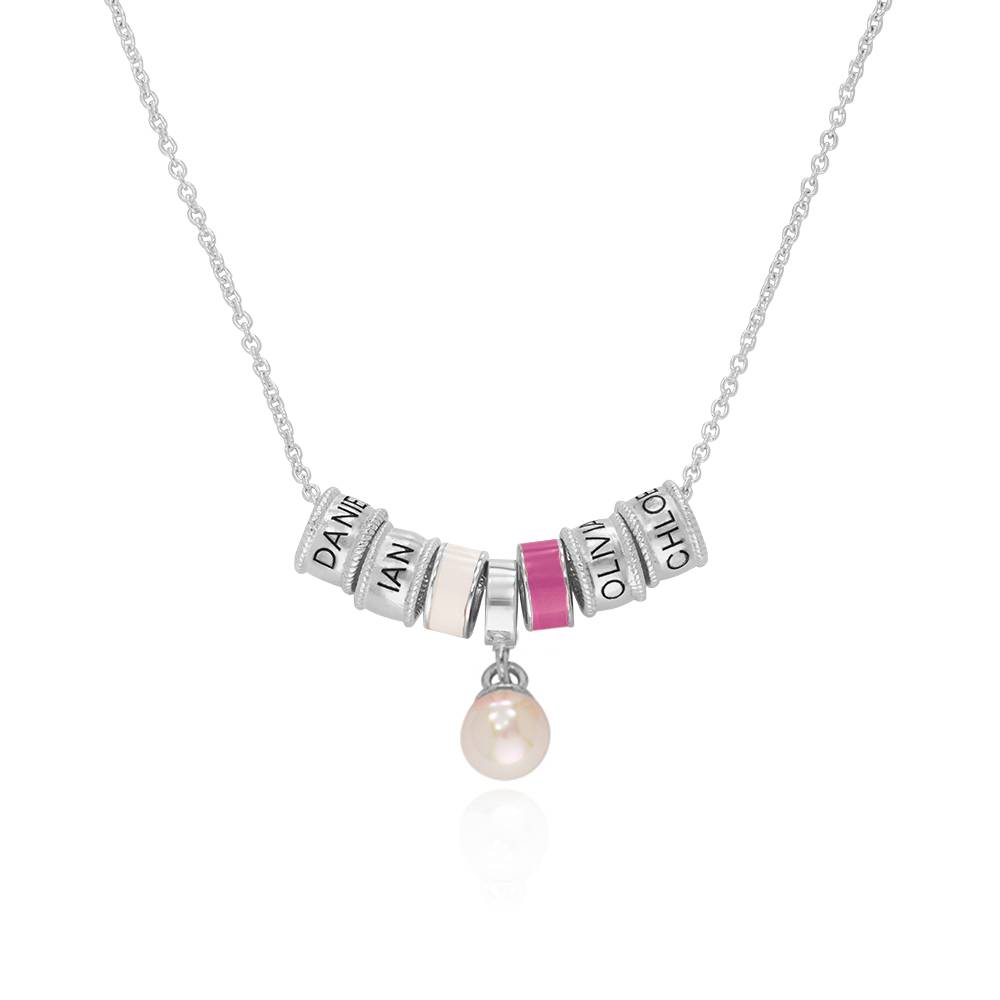 Linda Charm Necklace with Pearl in Sterling Silver