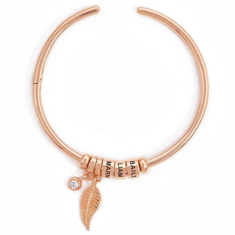 Linda Open Bangle Bracelet with with Rose Gold Plated Beads & 0.10CT Diamond