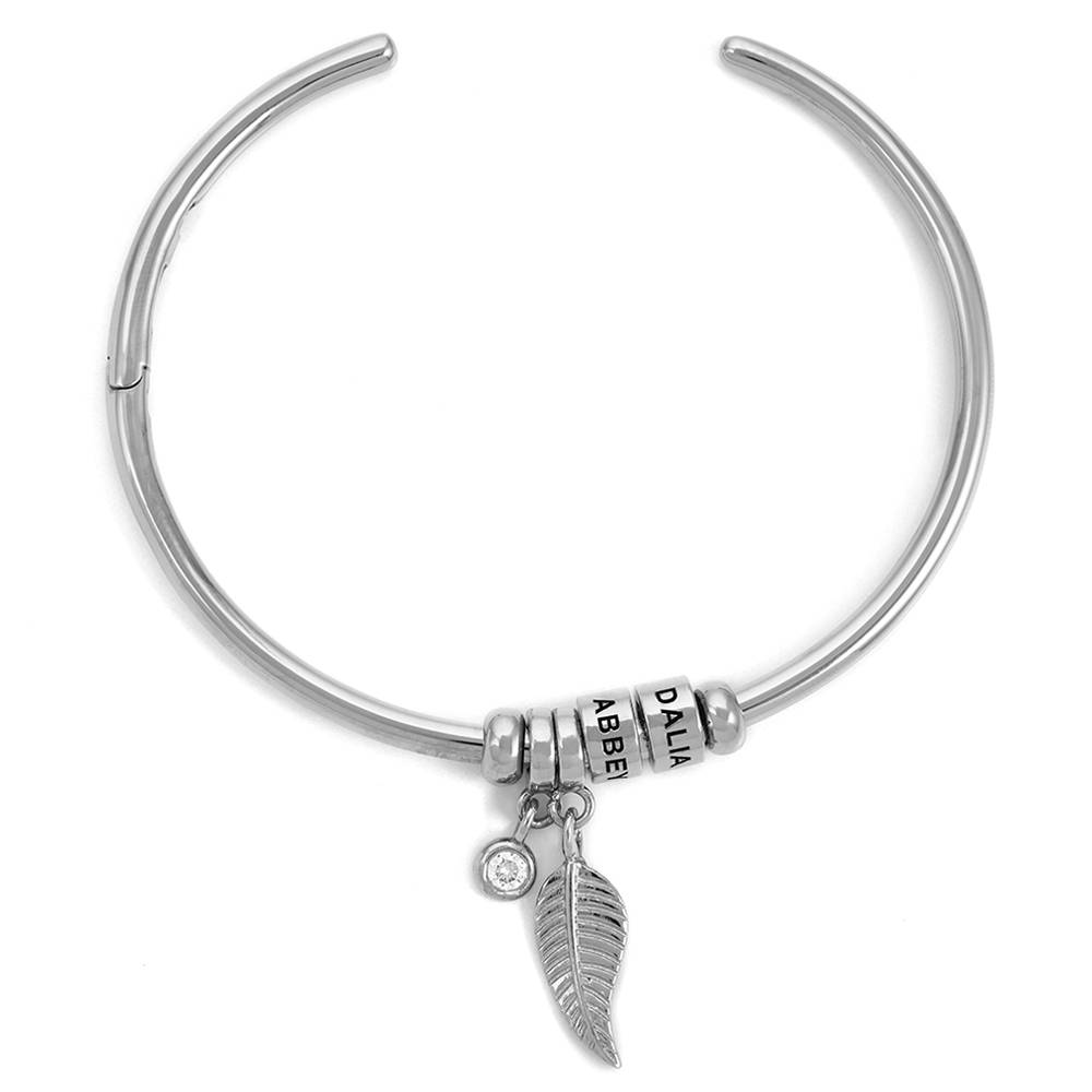 Linda Open Bangle Bracelet with Beads and 0.10CT Diamond in Silver