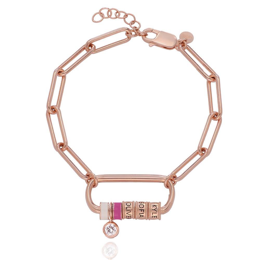 Linda Oval Clasp Bracelet With 0.25CT Diamond in 18K Rose Gold Plating