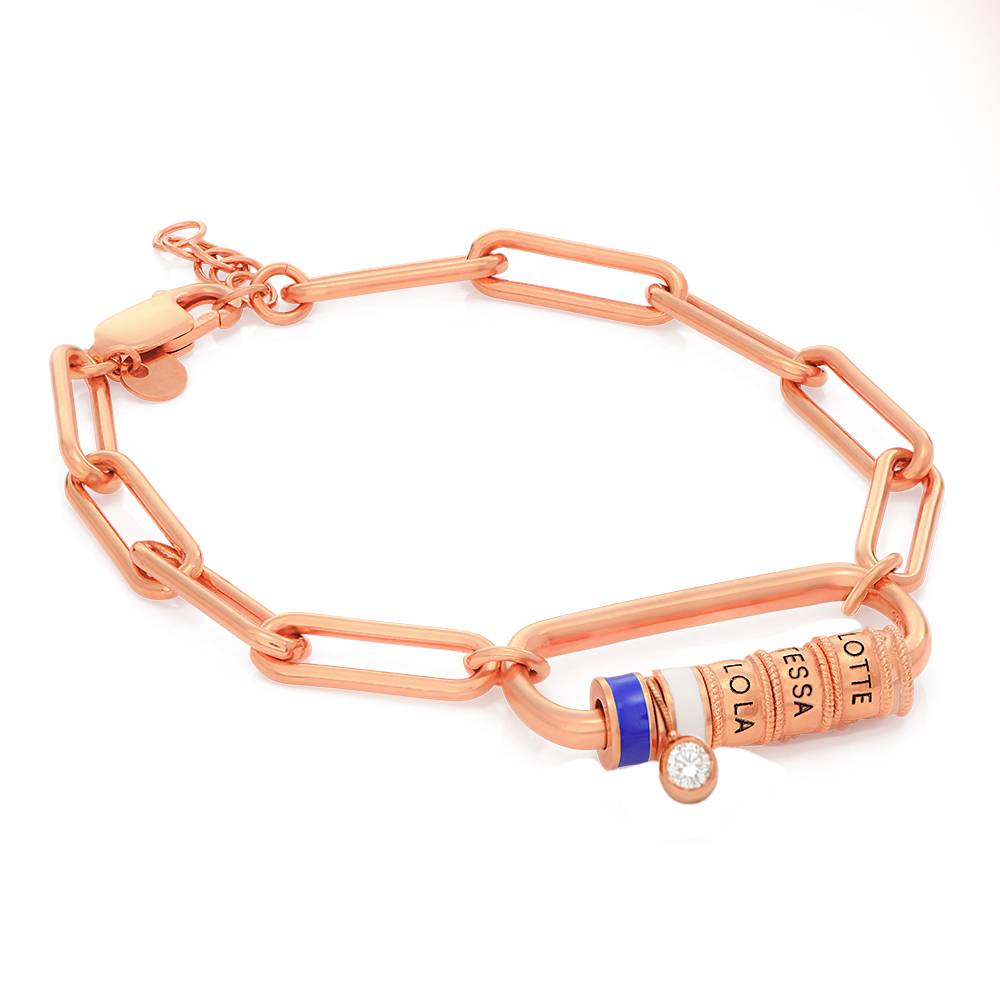 Linda Oval Clasp Bracelet With 0.25CT Diamond in 18K Rose Gold Plating