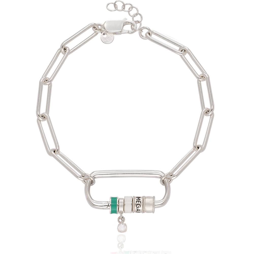 Linda Oval Clasp Bracelet With Diamond in Sterling Silver