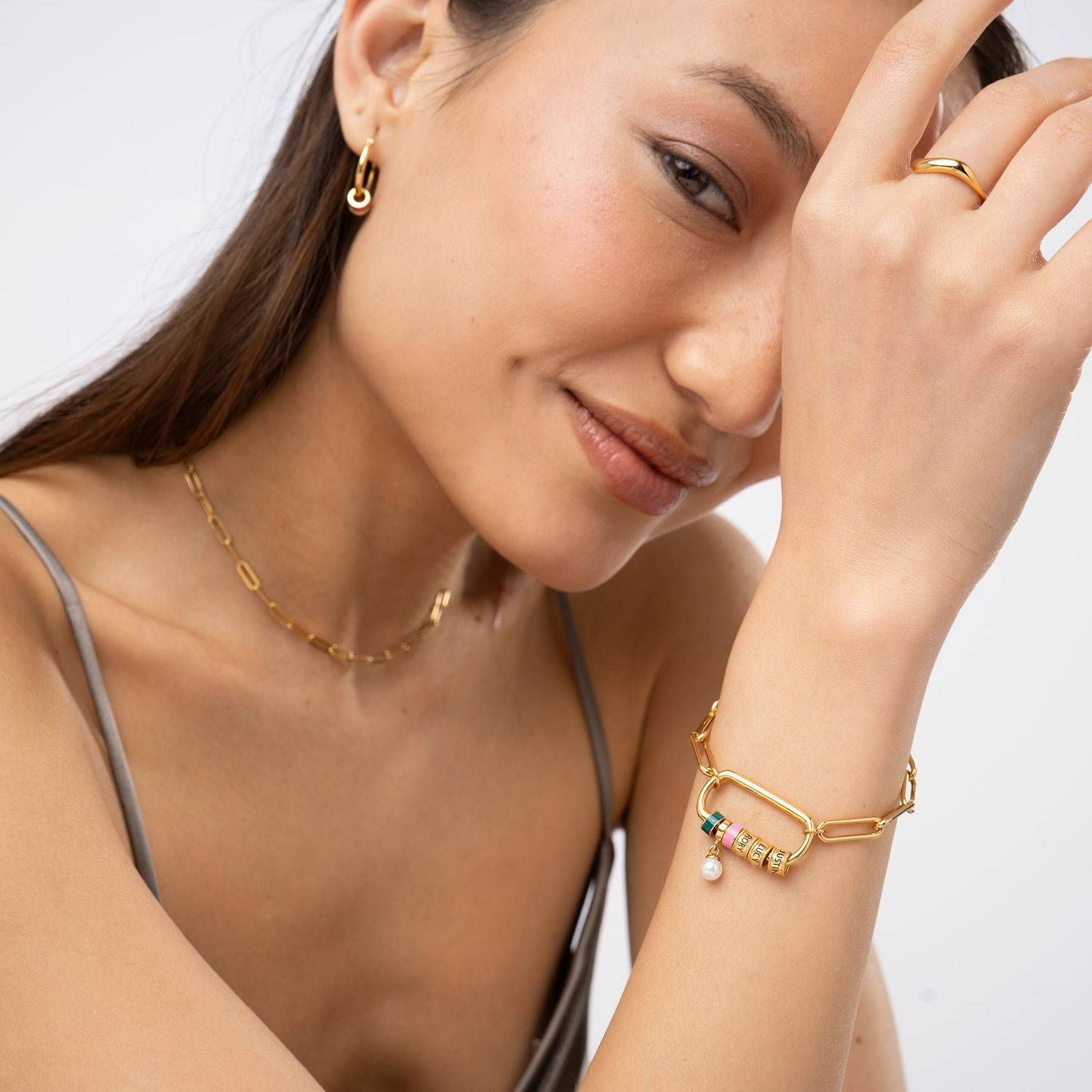 Linda Carabiner Bracelet with Pearl in 18K Gold Vermeil