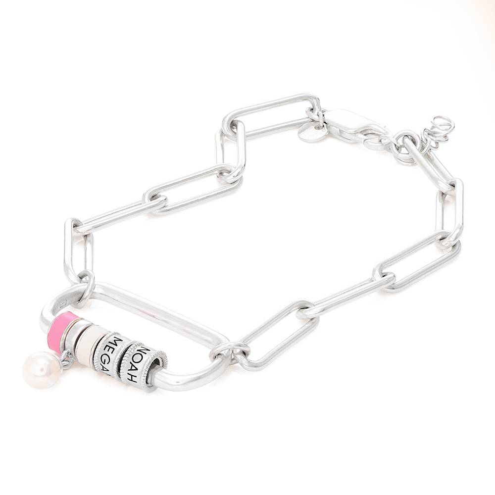 Linda Carabiner Bracelet with Pearl in Sterling Silver