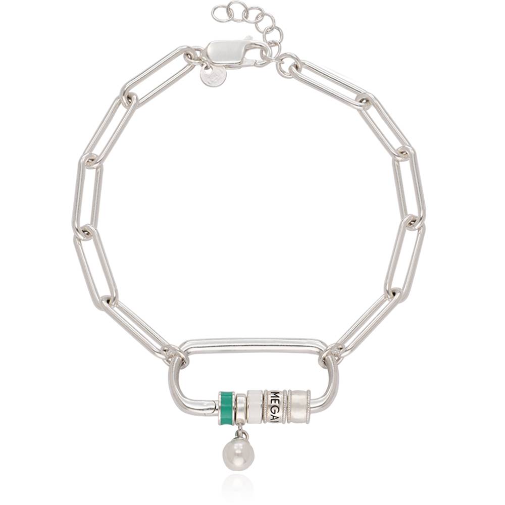Linda Carabiner Bracelet with Pearl in Sterling Silver