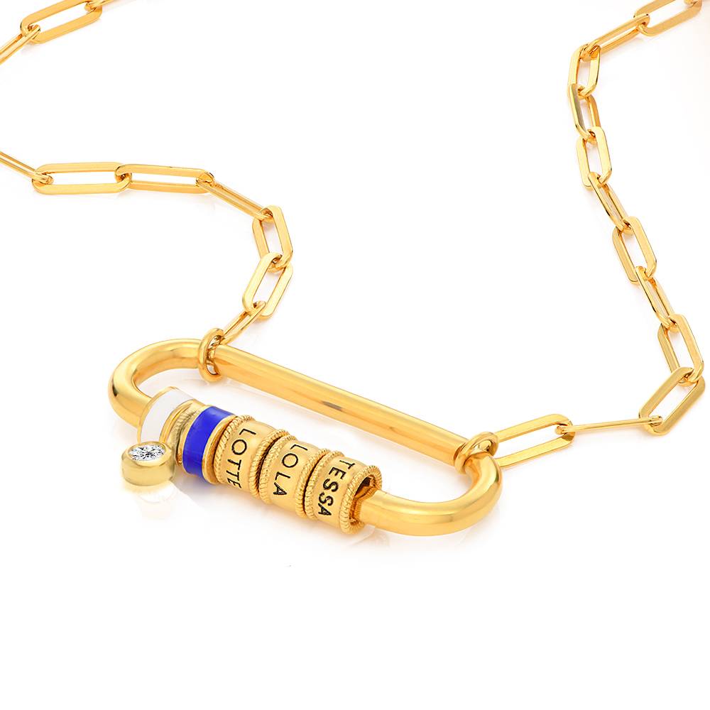 Linda Oval Clasp Necklace With 0.25CT Diamond in 18K Gold Plating