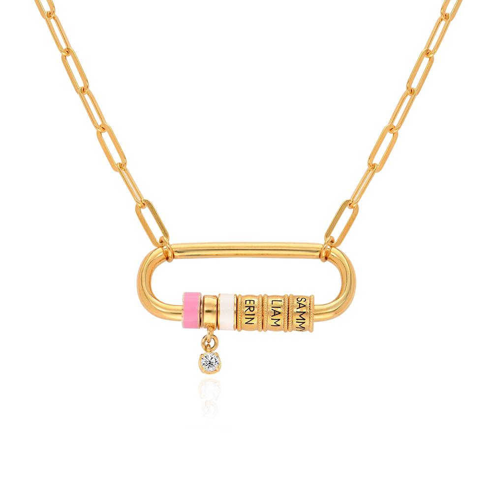 Linda Oval Clasp Necklace With Diamond in 18K Gold Plating