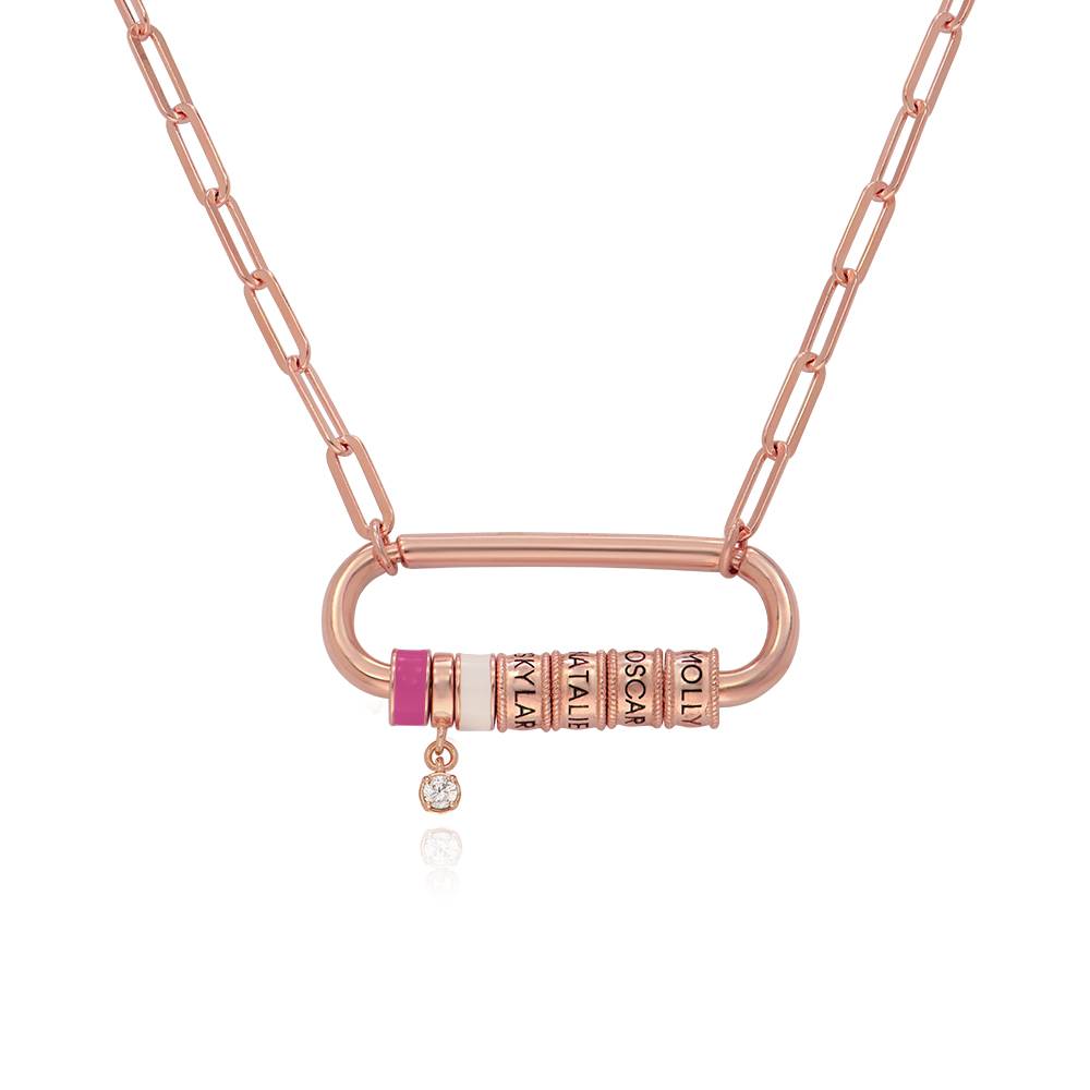 Linda Oval Clasp Necklace With Diamond in 18K Rose Gold Plating