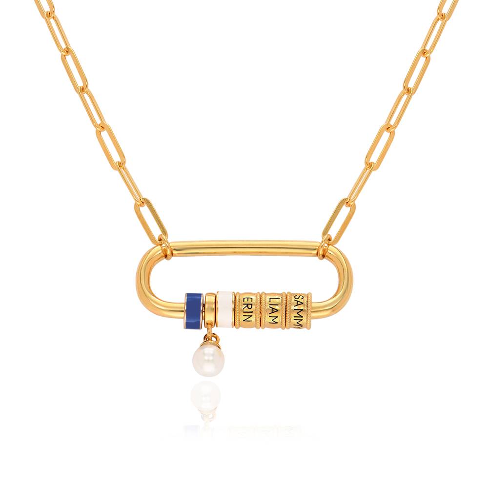 Linda Carabiner Necklace with Pearl in 18K Gold Plating