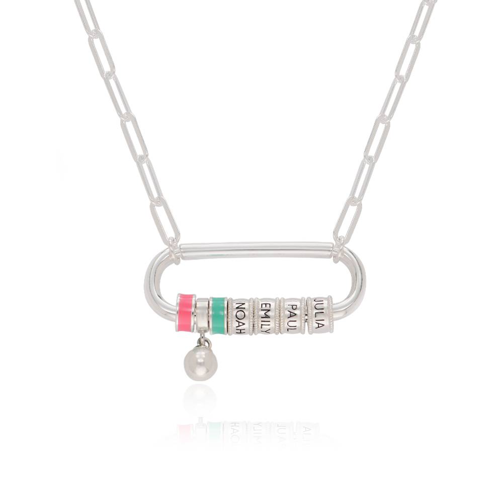 Linda Carabiner Necklace with Pearl in Sterling Silver