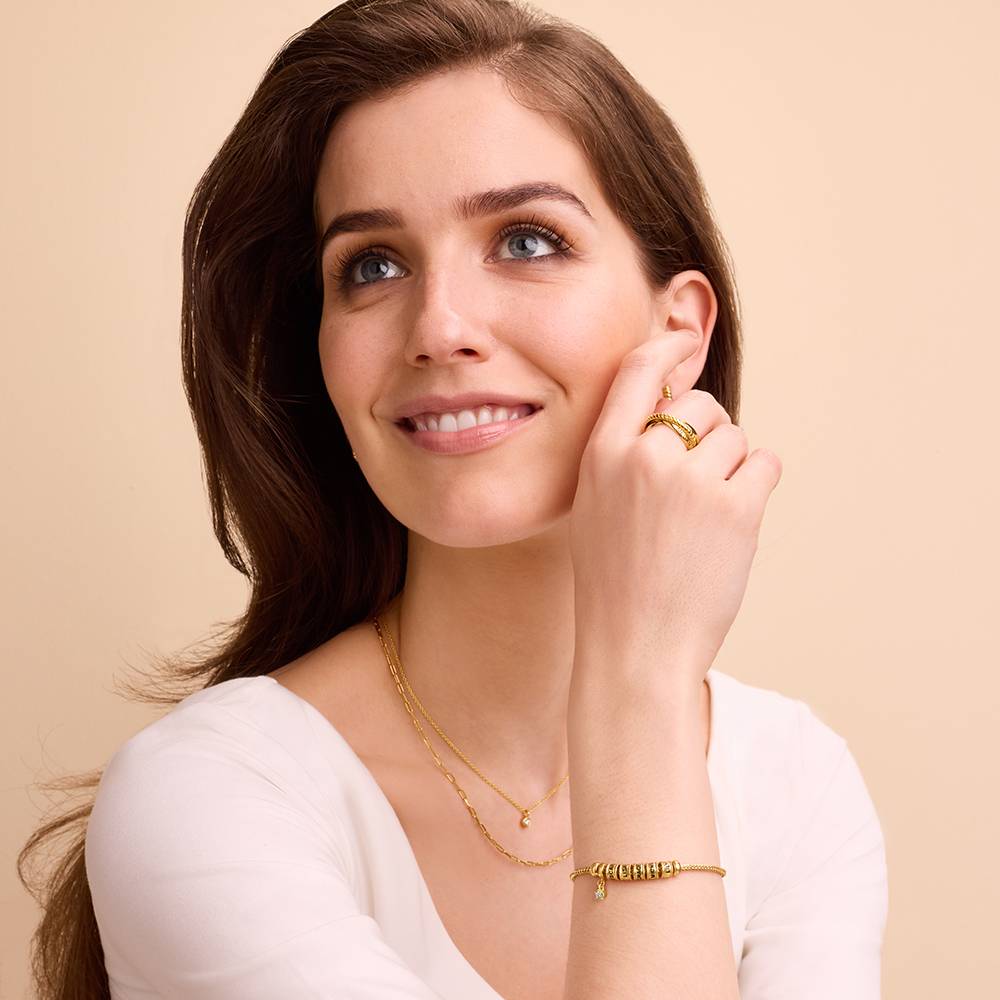 Linda Toggle Heart Charm Bracelet with Diamond in 18K Gold Plating