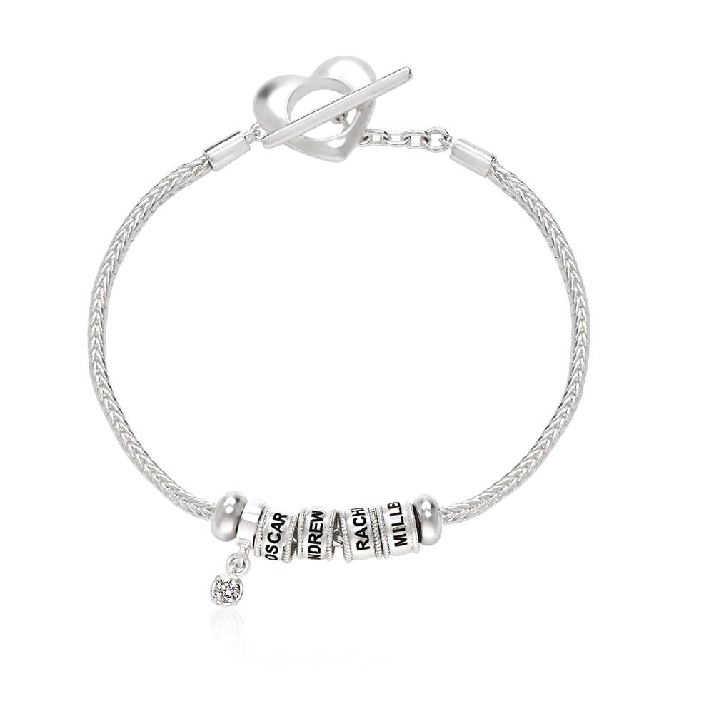 Linda Toggle Heart Charm Bracelet with Diamond in Sterling Silver