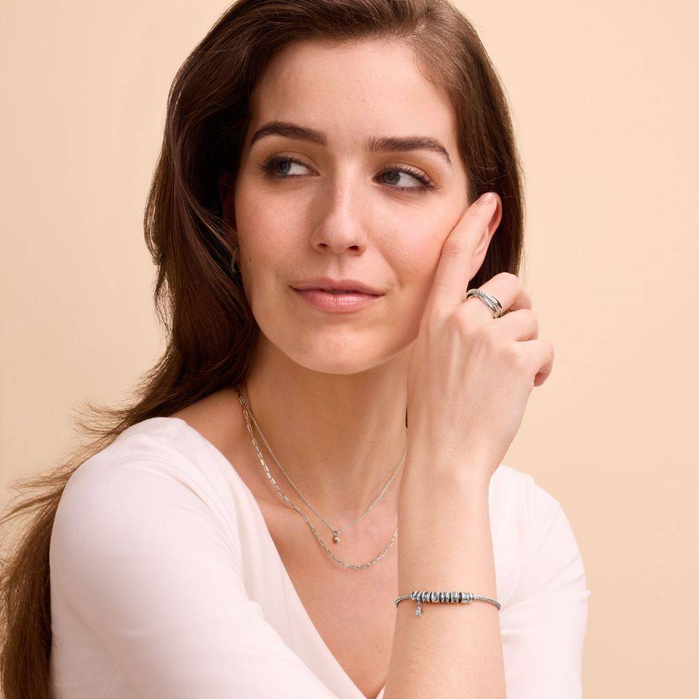 Linda Toggle Heart Charm Bracelet with Diamond in Sterling Silver