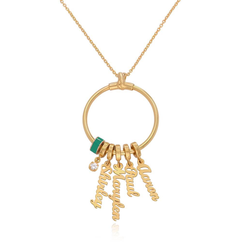 Linda Vertical Name Necklace with Diamond in 18K Gold Plating