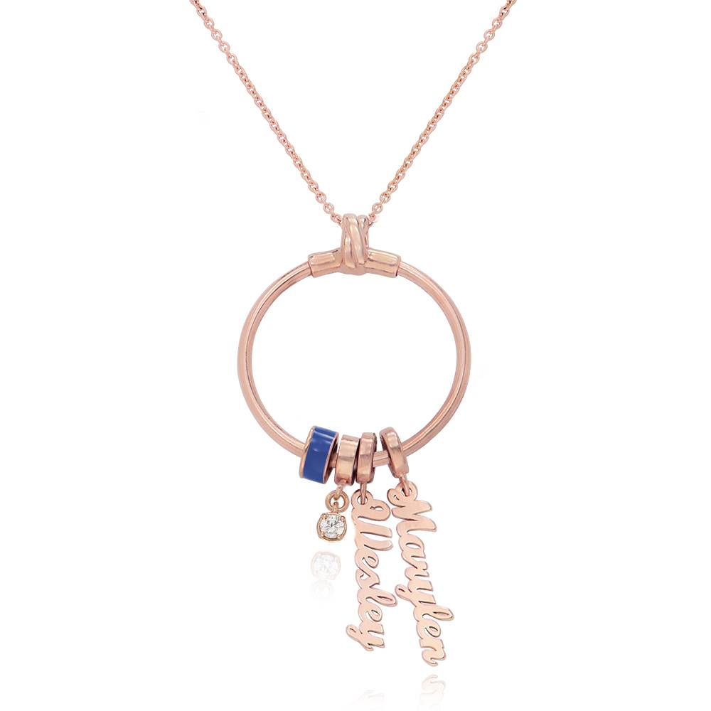 Linda Vertical Name Necklace with Diamond in 18K Rose Gold Plating