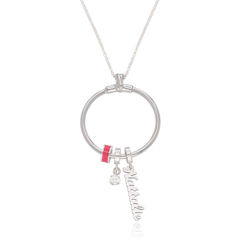 Linda Vertical Name Necklace with Diamond in Sterling Silver