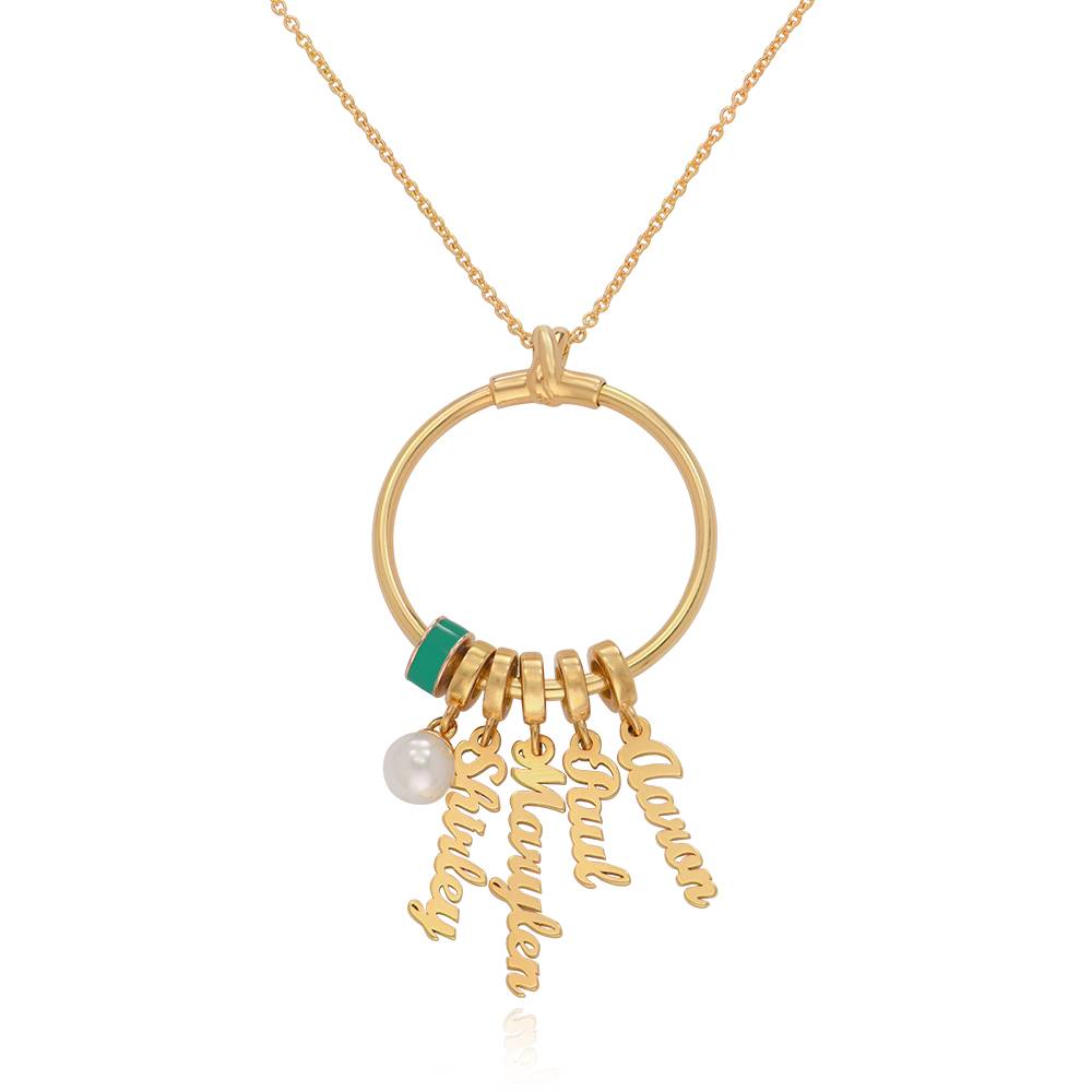 Linda Vertical Name Necklace with Pearl in 18K Gold Vermeil