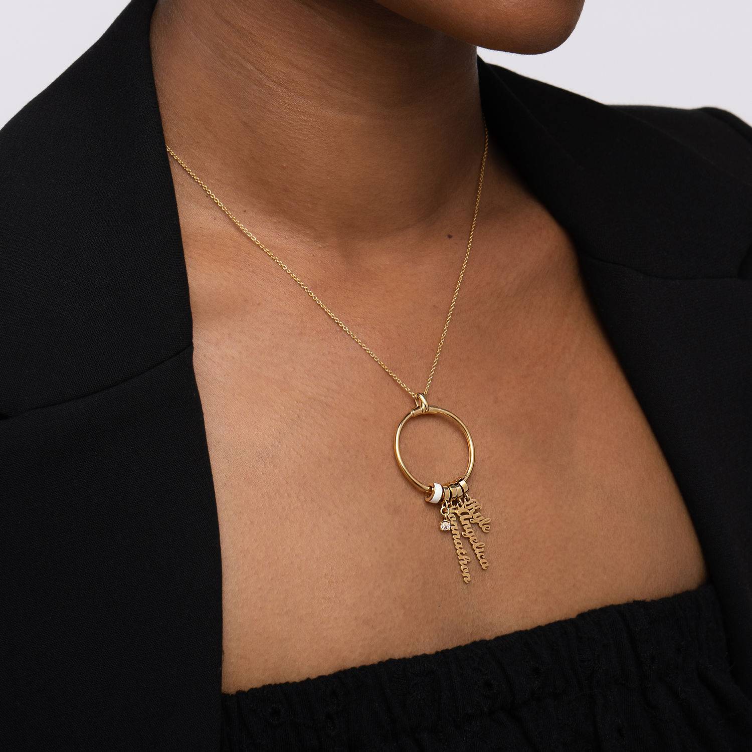 Linda Vertical Name Necklace with Pearl in 18K Gold Vermeil