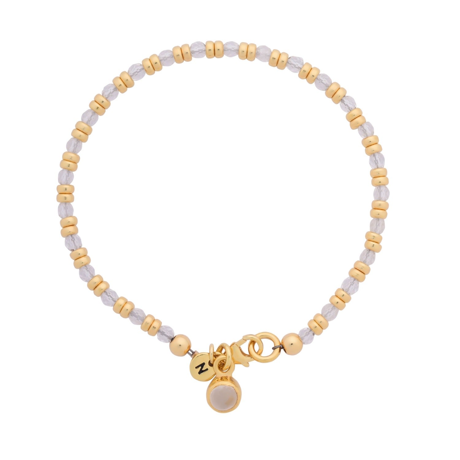 Linear April Birthstone Bracelet Crystal Gold Plated Sterling Silver