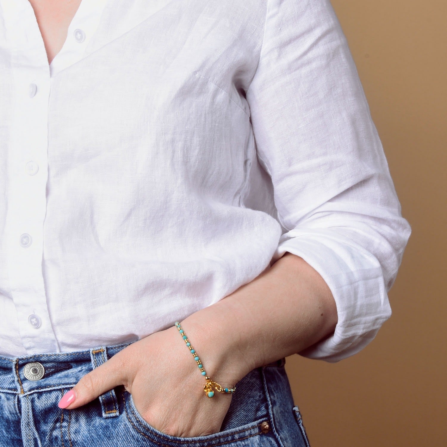 Linear August Birthstone Bracelet Peridot Gold Plated Sterling Silver