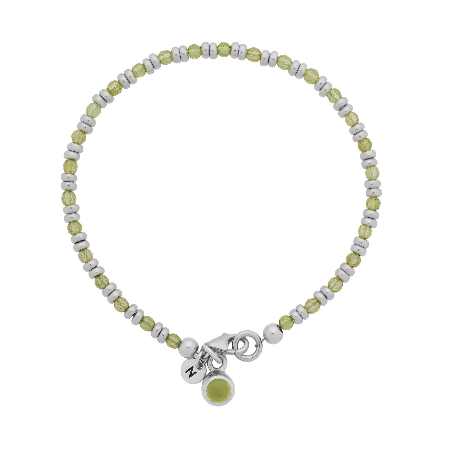 Linear August Birthstone Bracelet Peridot Sterling Silver