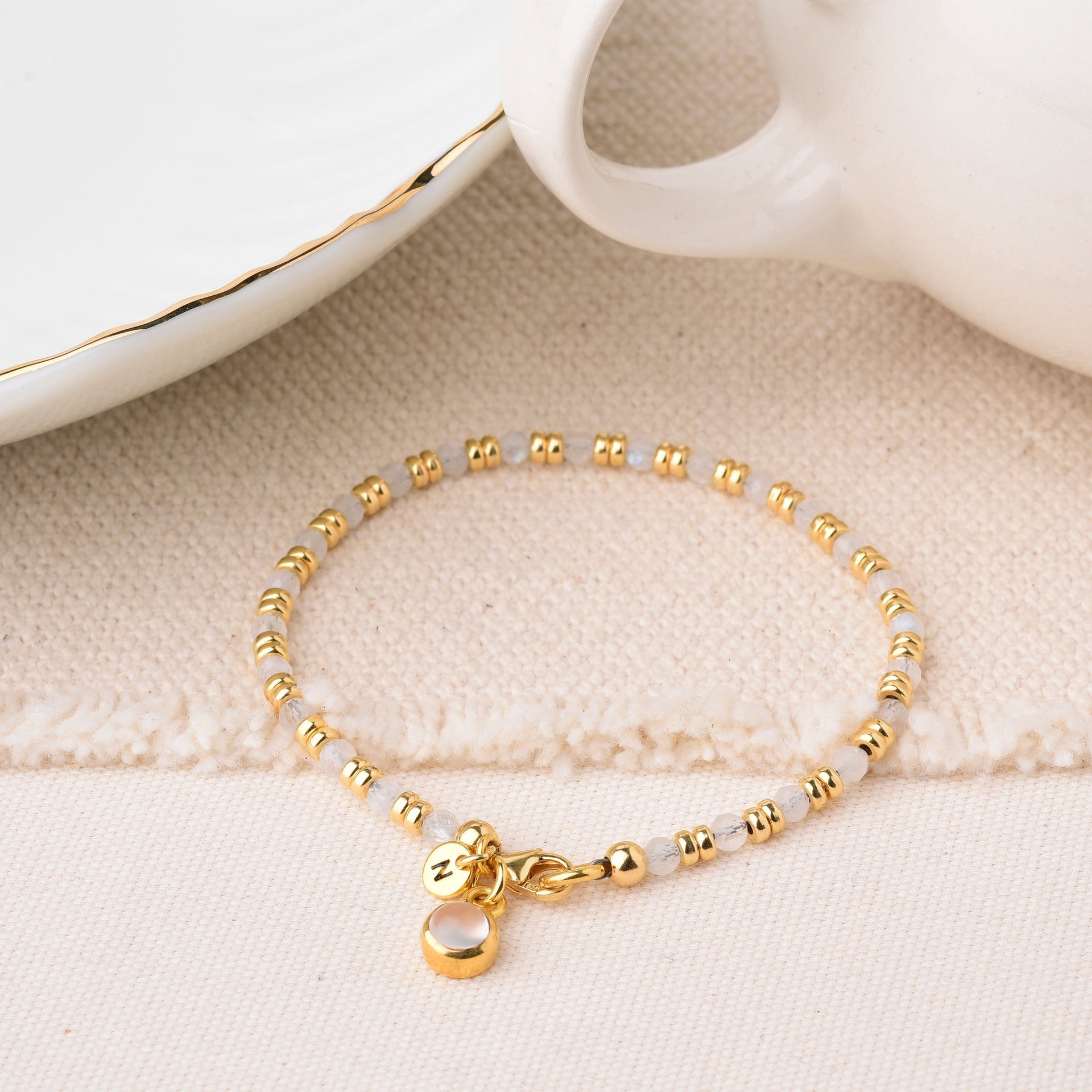 Linear June Birthstone Bracelet Moonstone Sterling Silver