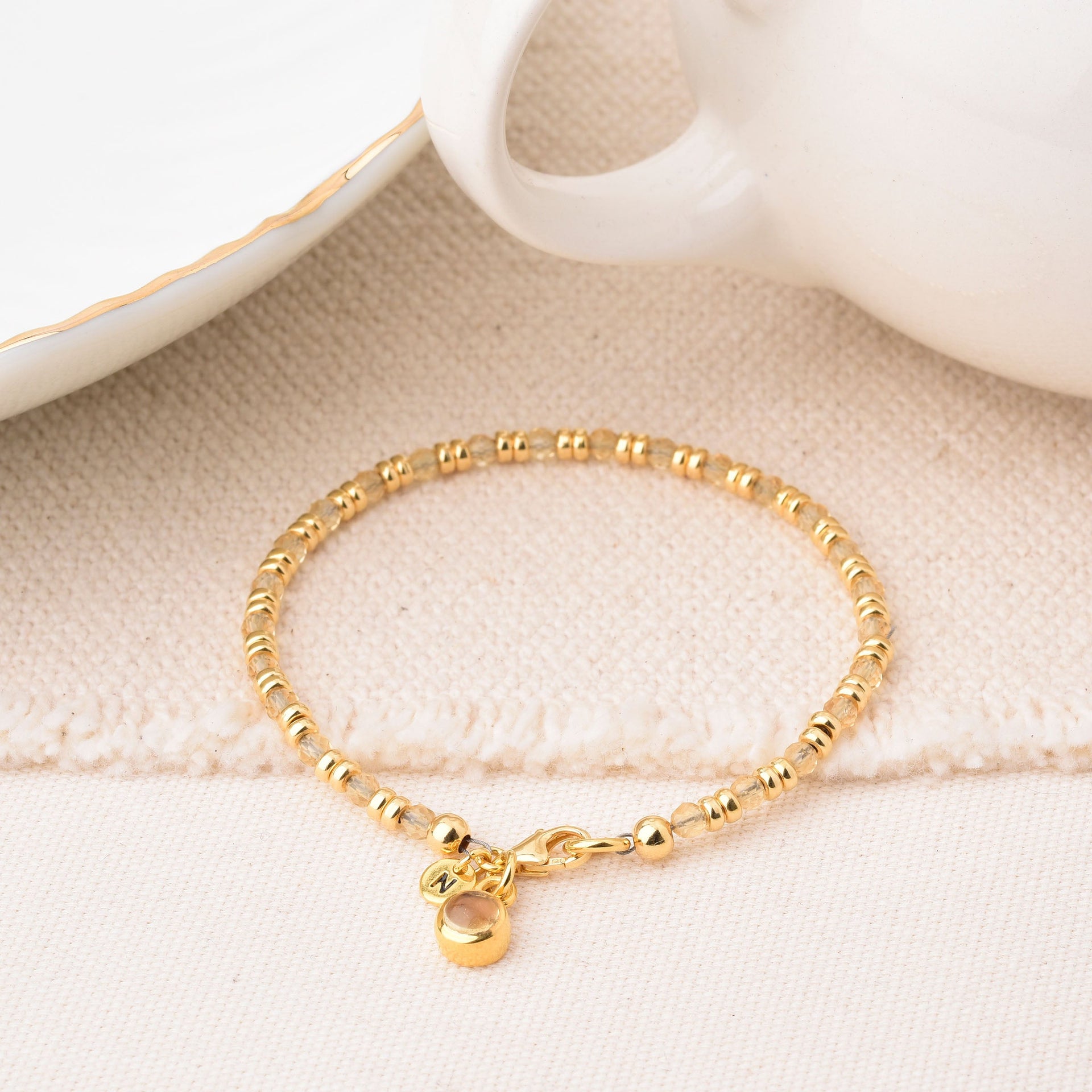 Linear November Birthstone Bracelet Citrine Sterling Silver