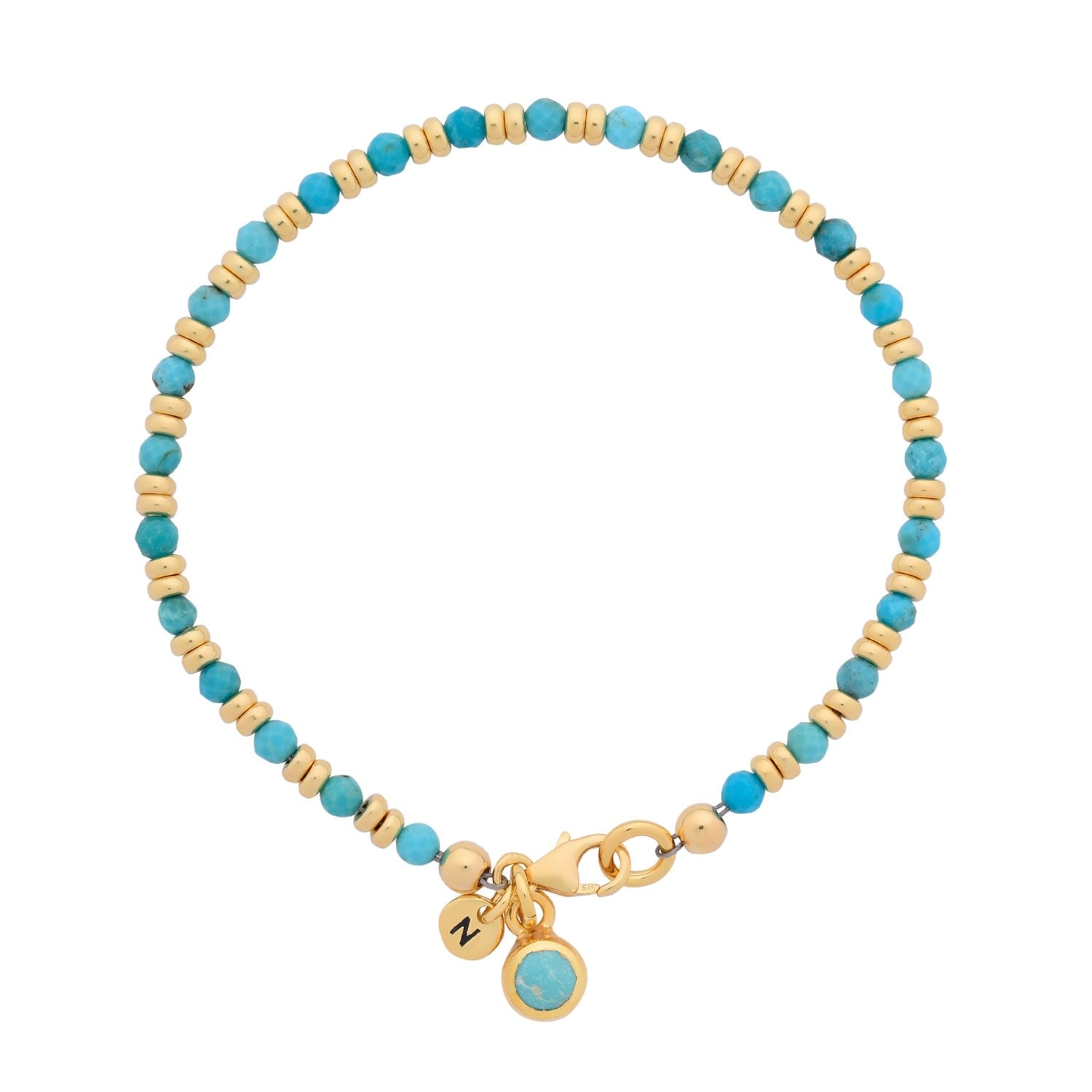 Linear December Birthstone Bracelet Turquoise Gold Plated Sterling Silver