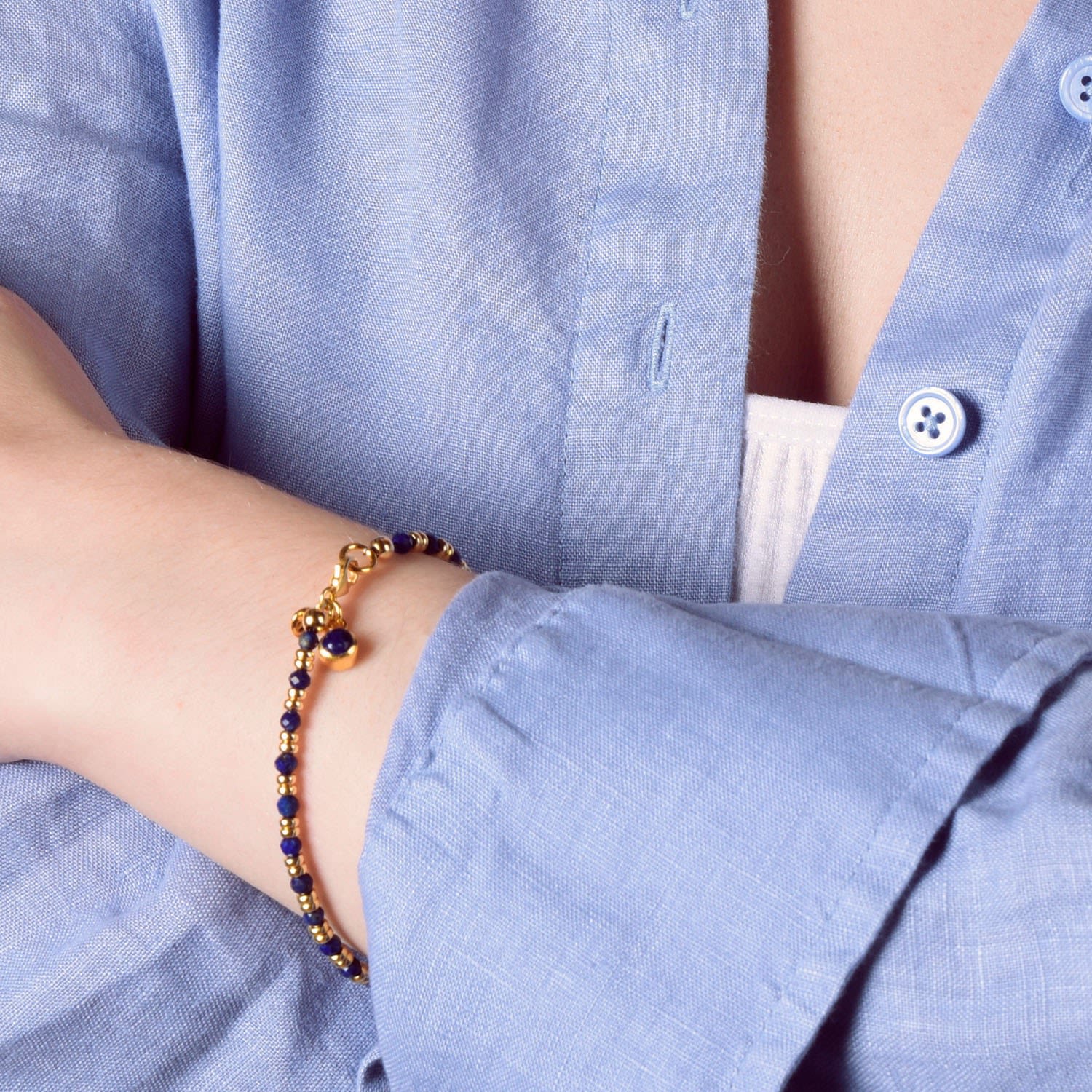 Linear February Birthstone Bracelet Amethyst Gold Plated Sterling Silver