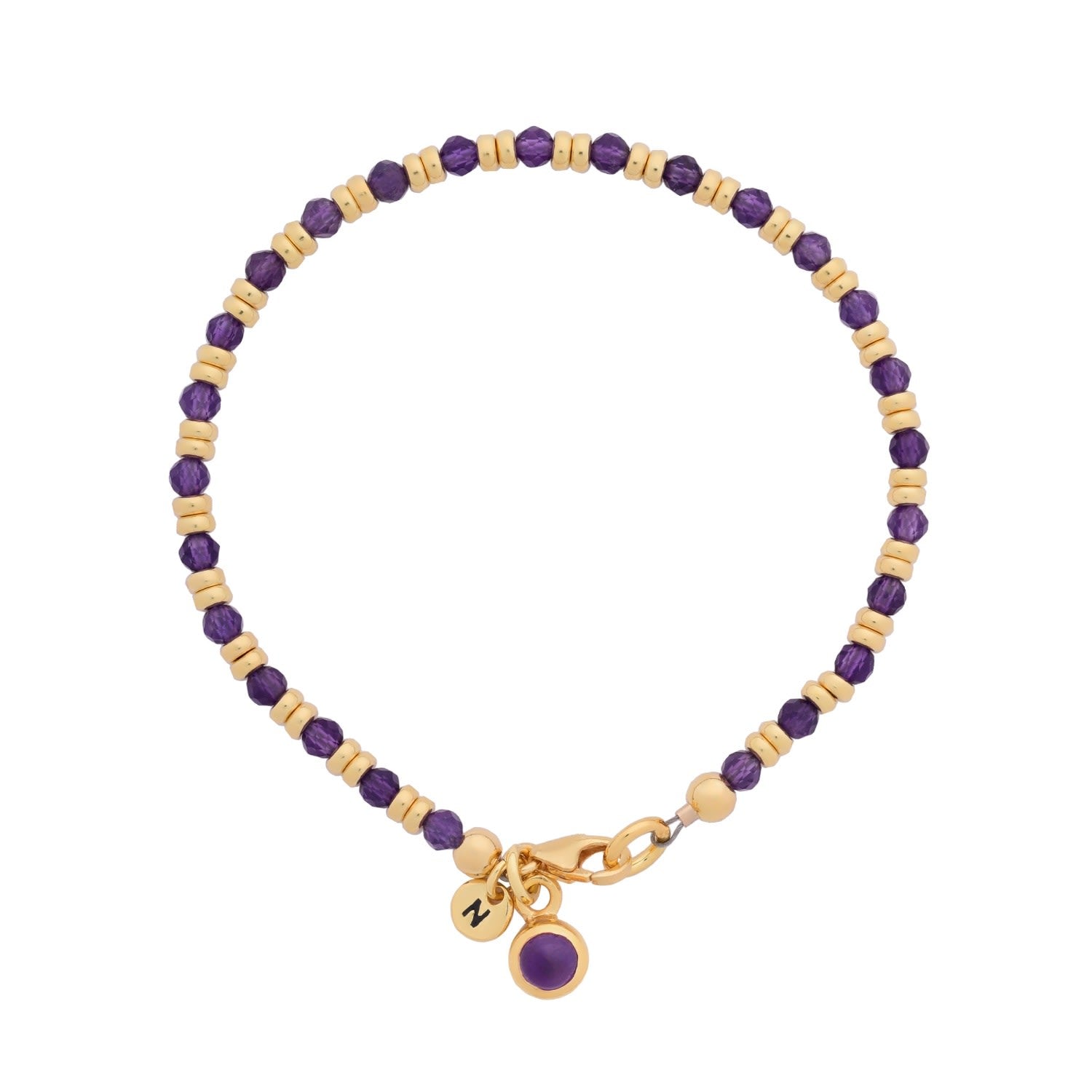 Linear February Birthstone Bracelet Amethyst Gold Plated Sterling Silver
