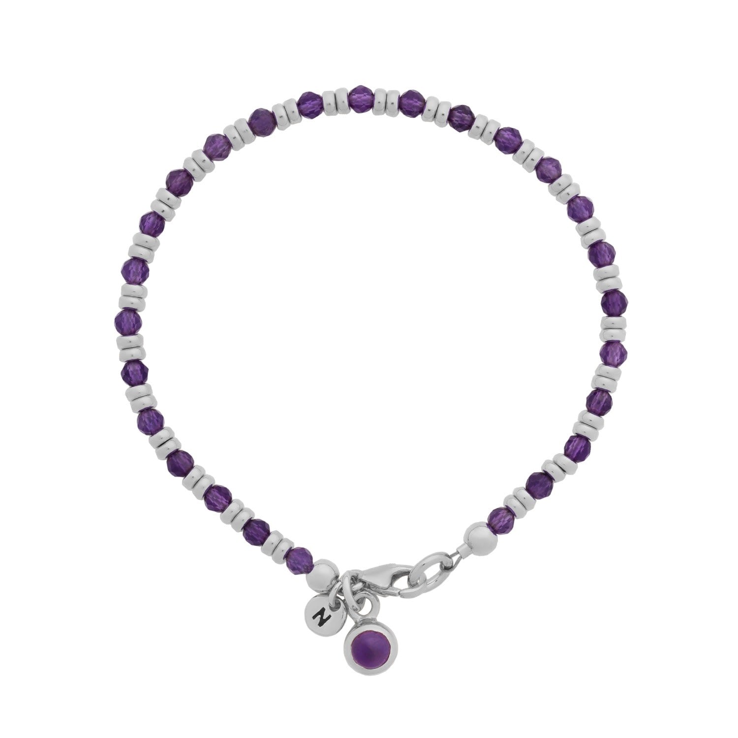 Linear February Birthstone Bracelet Amethyst Sterling Silver