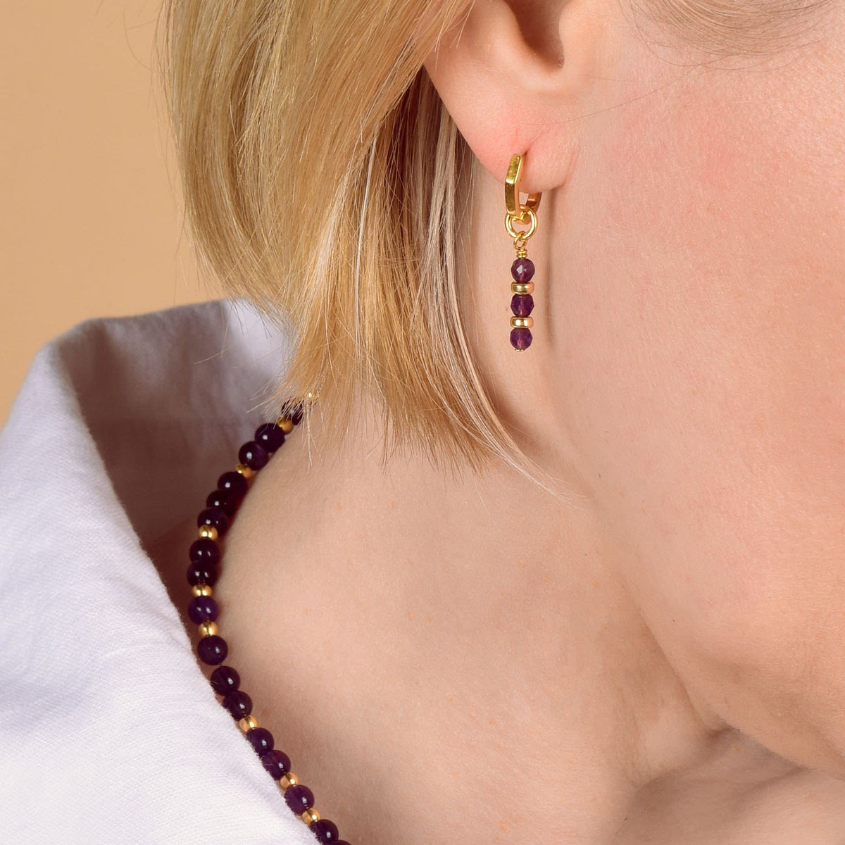 Linear Huggie Birthstone Earrings July Sterling Silver - Carnelian