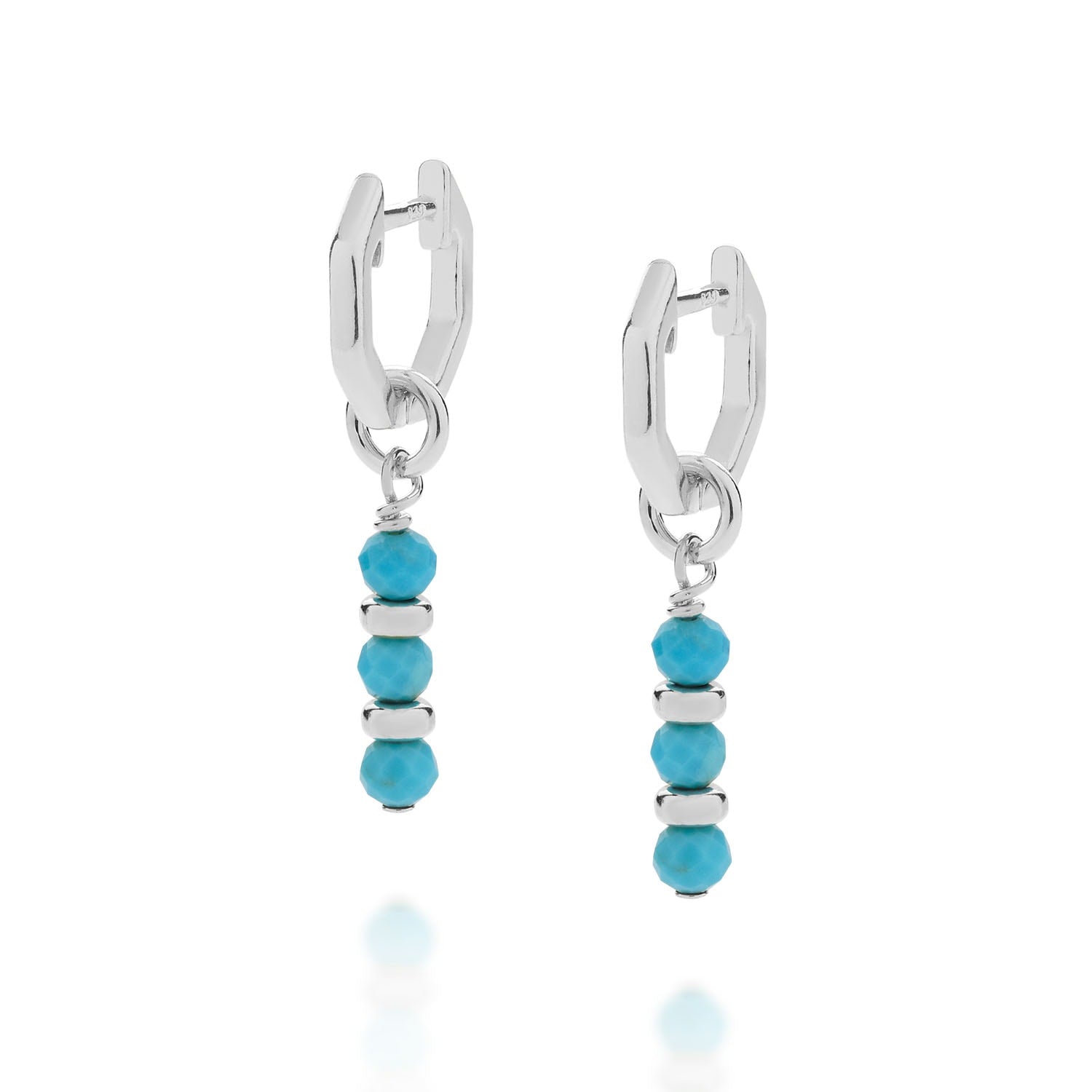 Linear Huggie December Birthstone Earrings Sterling Silver - Turquoise