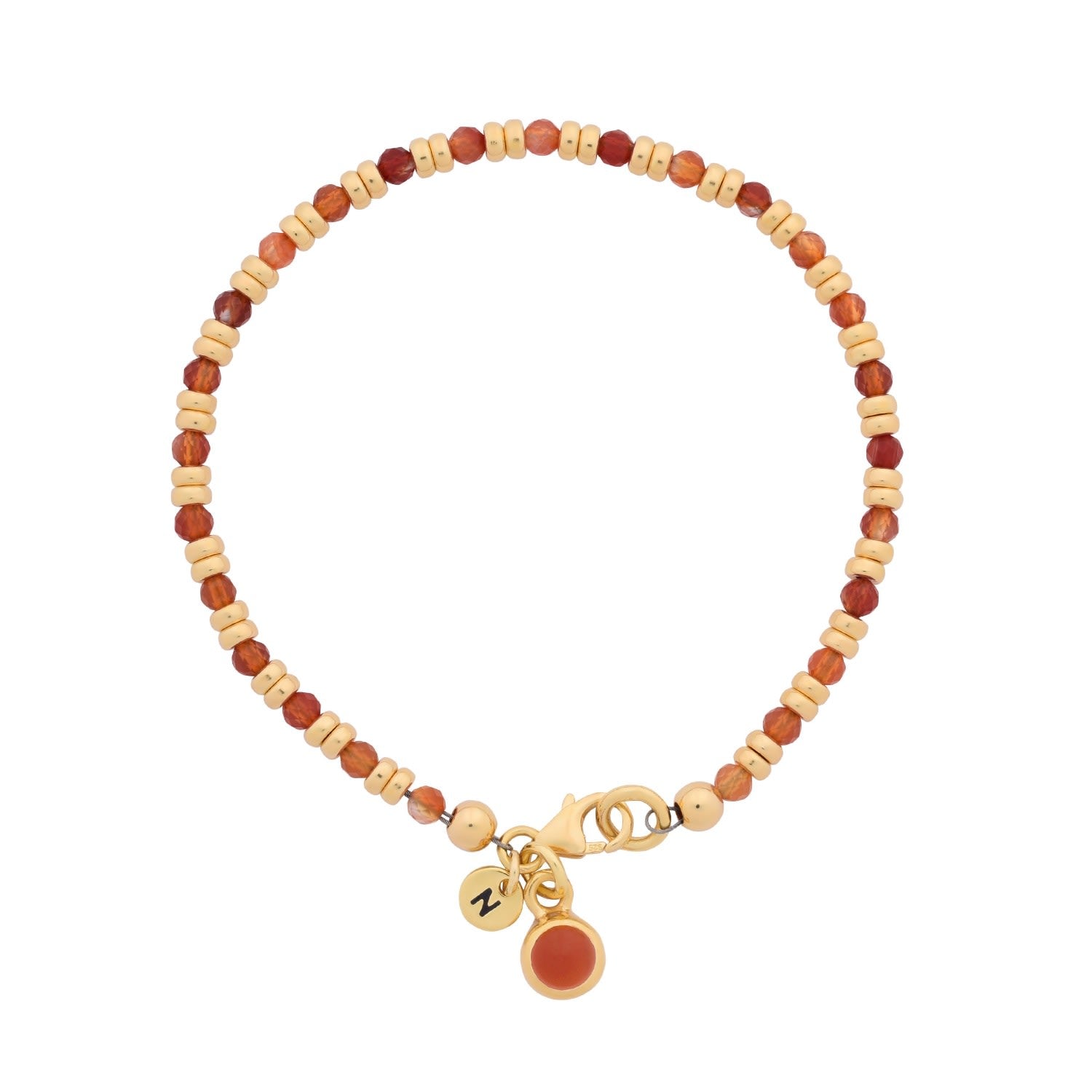 Linear July Birthstone Bracelet Carnelian Gold Plated Sterling Silver