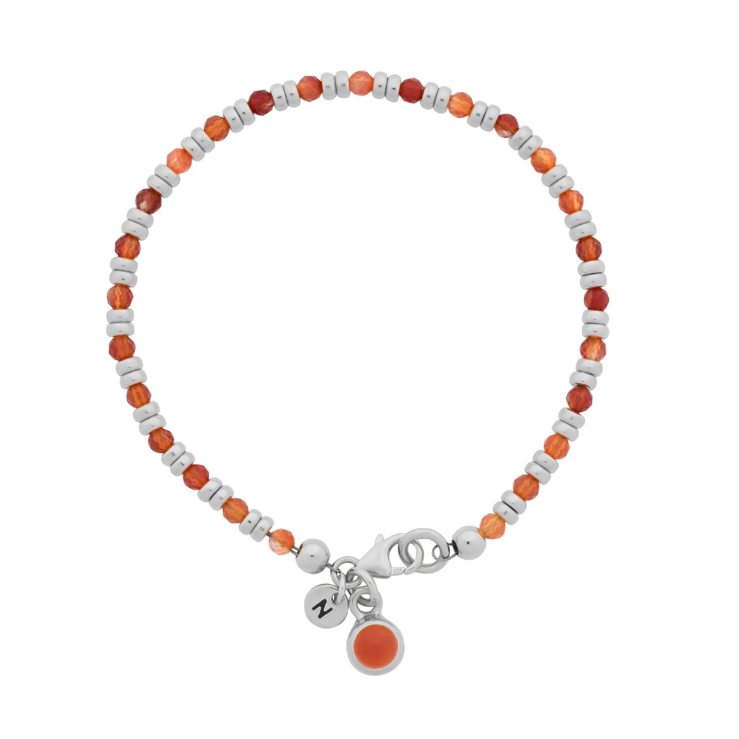 Linear July Birthstone Bracelet Carnelian Sterling Silver