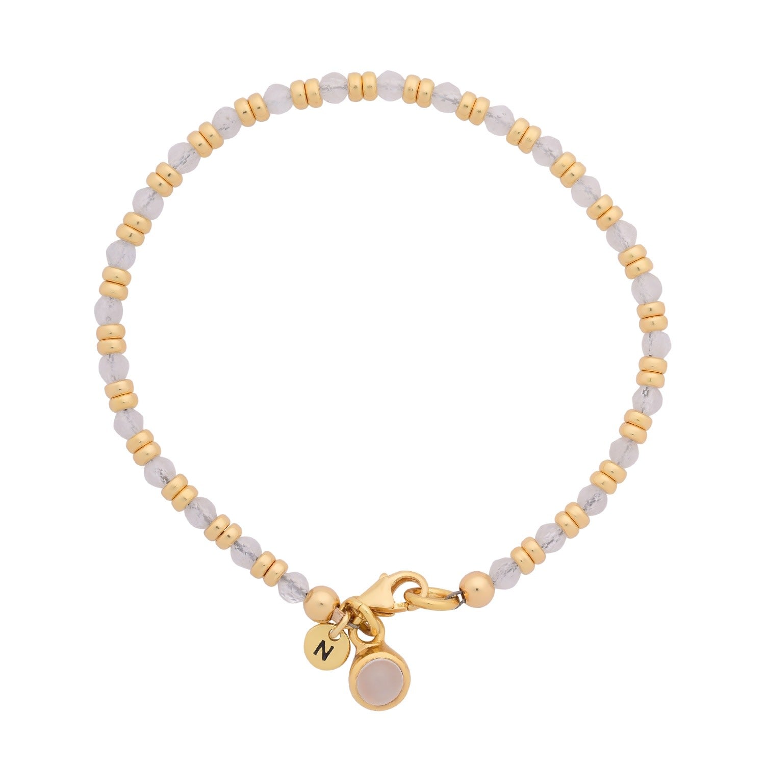Linear June Birthstone Bracelet Moonstone Gold Plated Sterling Silver
