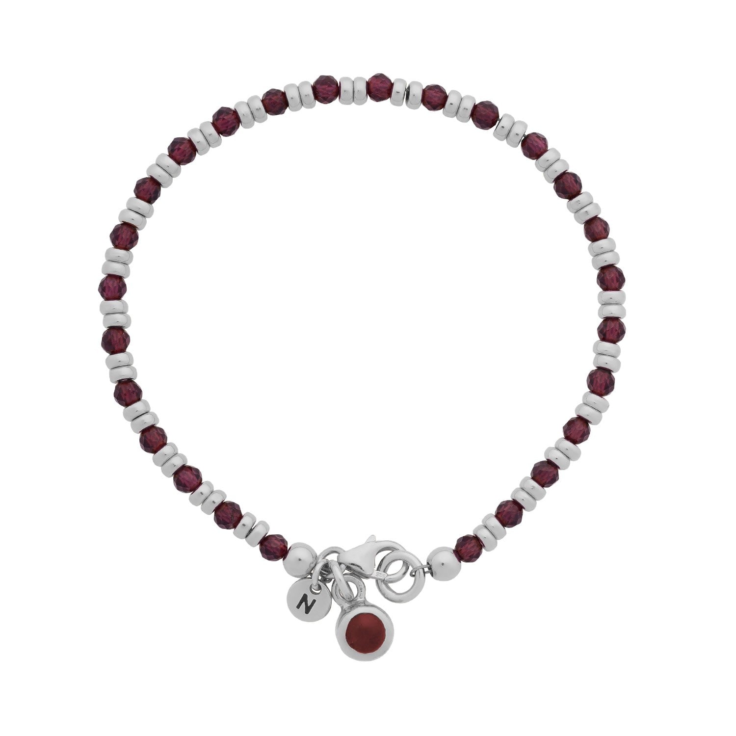 Linear Linear January Birthstone Bracelet Garnet Sterling Silver