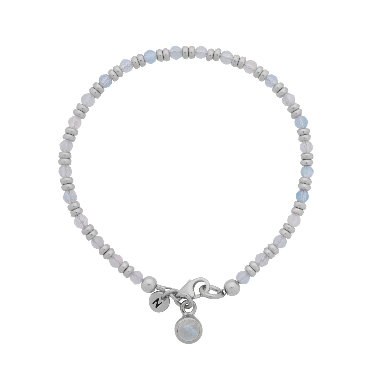 Linear March Birthstone Bracelet Aquamarine Sterling Silver