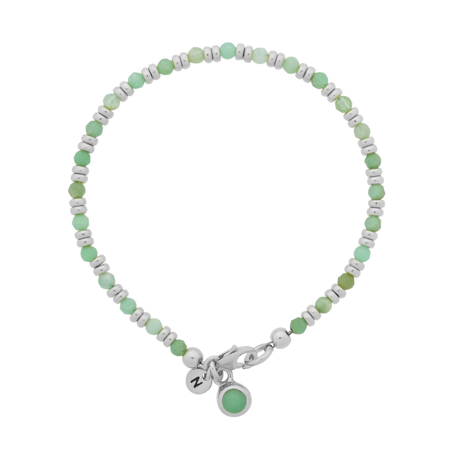 Linear May Birthstone Bracelet Chrysoprase Sterling Silver