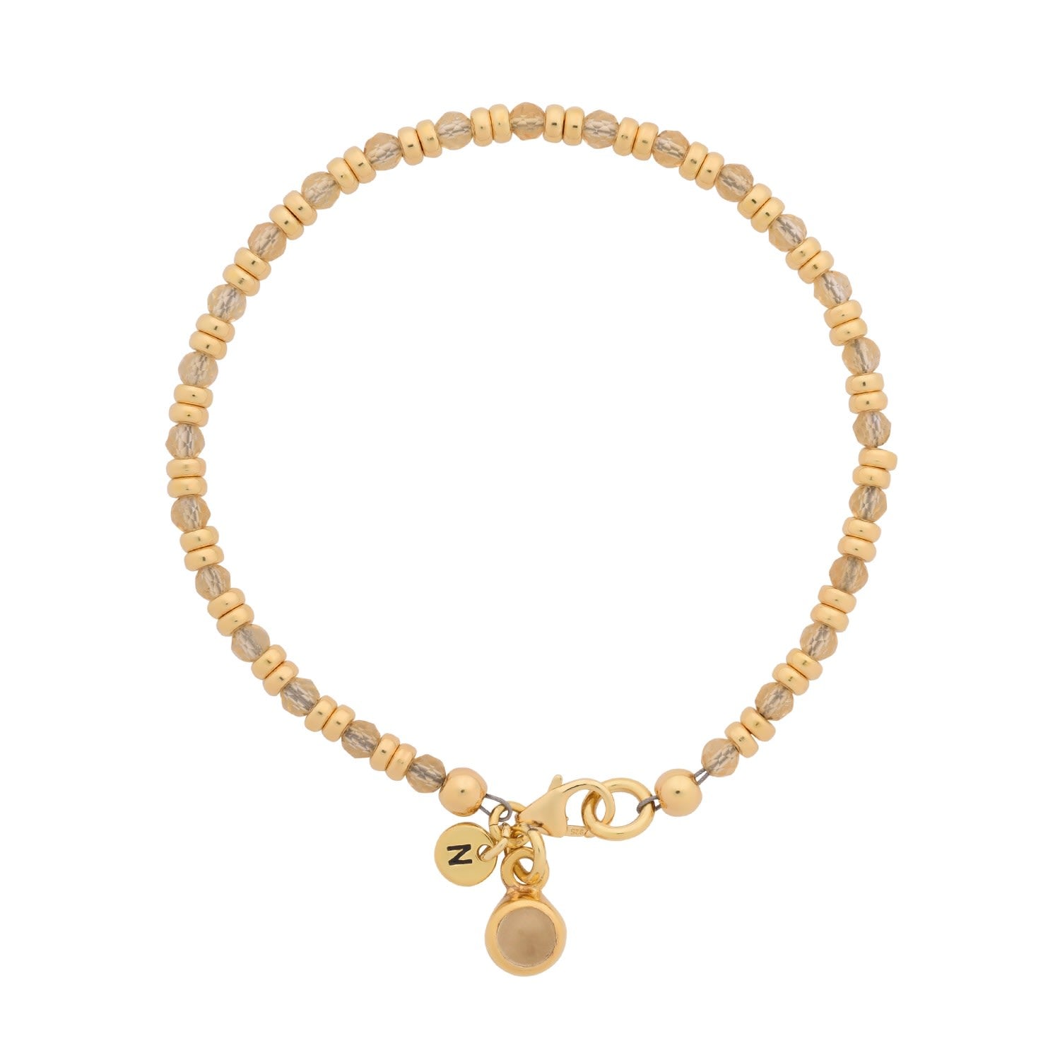 Linear November Birthstone Bracelet Citrine Gold Plated Sterling Silver