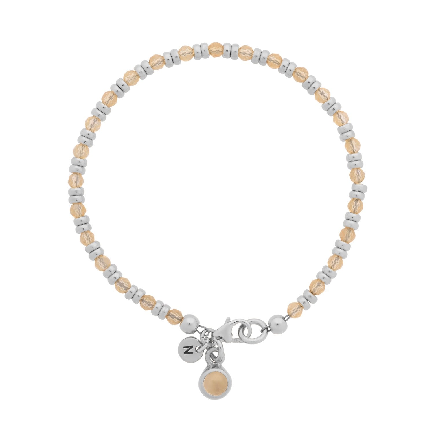 Linear November Birthstone Bracelet Citrine Sterling Silver