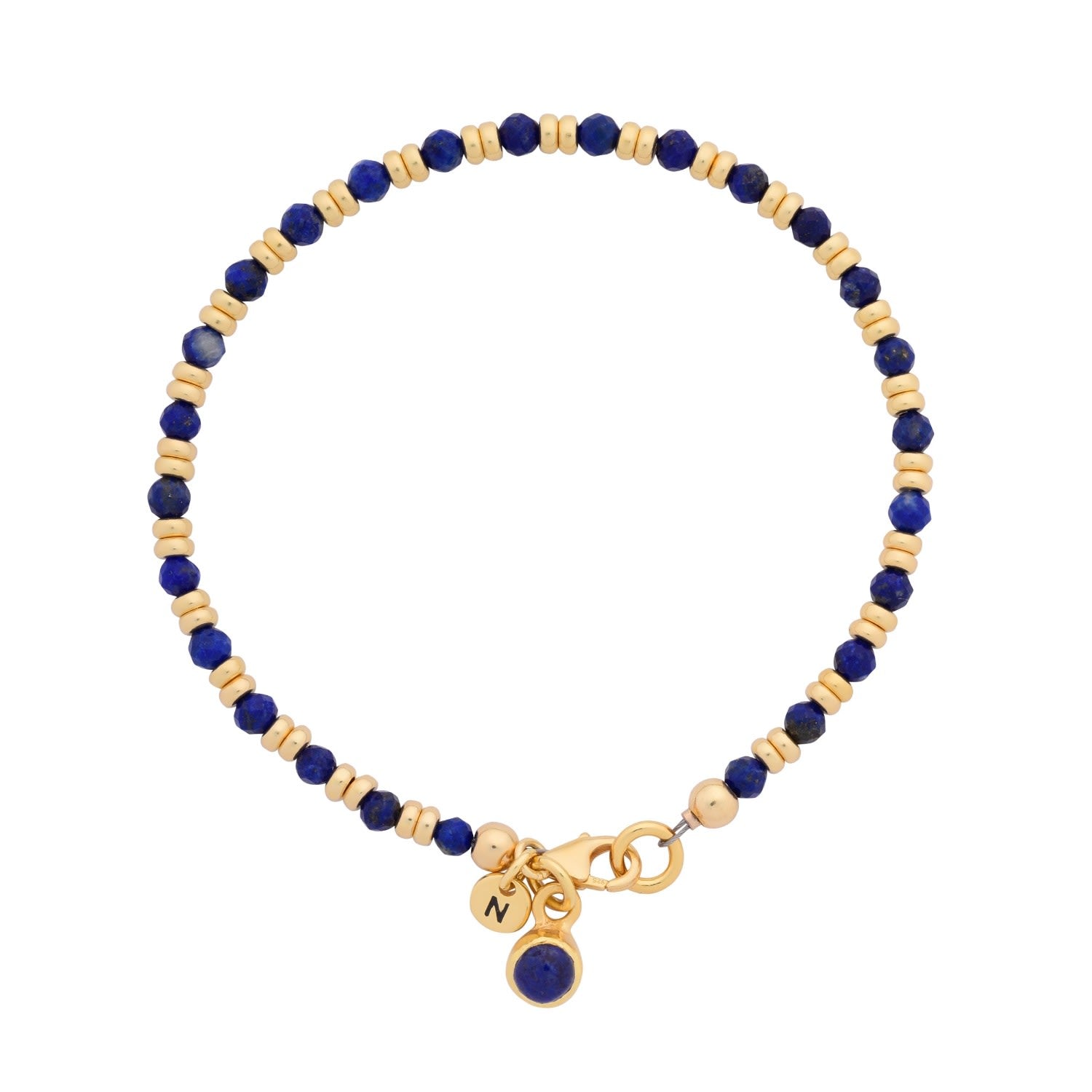 Linear September Birthstone Bracelet Lapis Gold Plated Sterling Silver